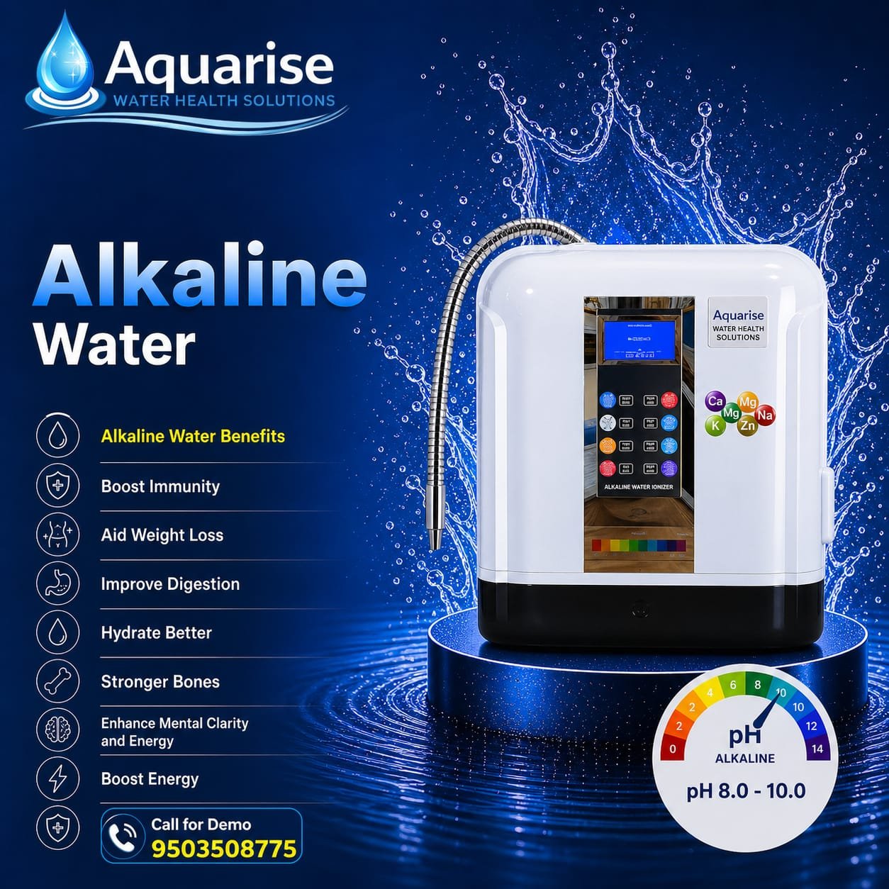 Aquarise alkaline water ionizer — boost immunity, aid weight loss, improve digestion, hydrate better.