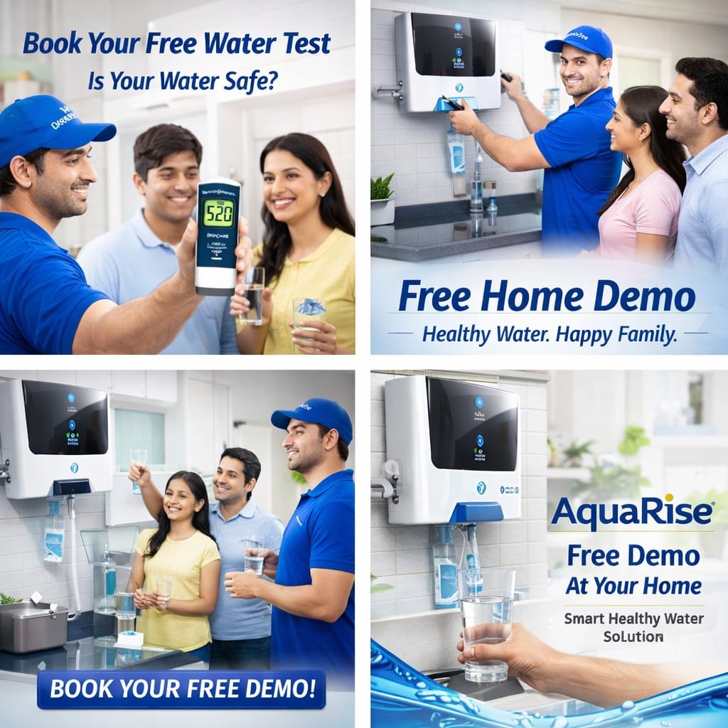 Aquarise consultant running a free home water demo for an Indian family in Mumbai.